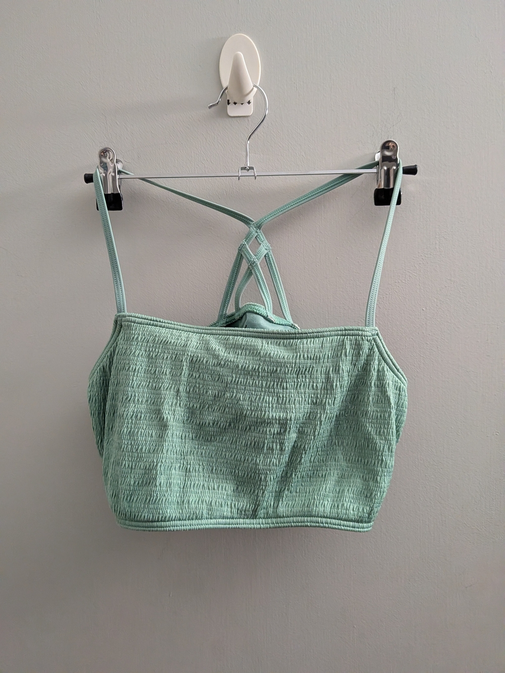 abercrombie kids Mint Aqua Smocked Bathing Suit Bikini Top Sz 15 16 Summer Swim